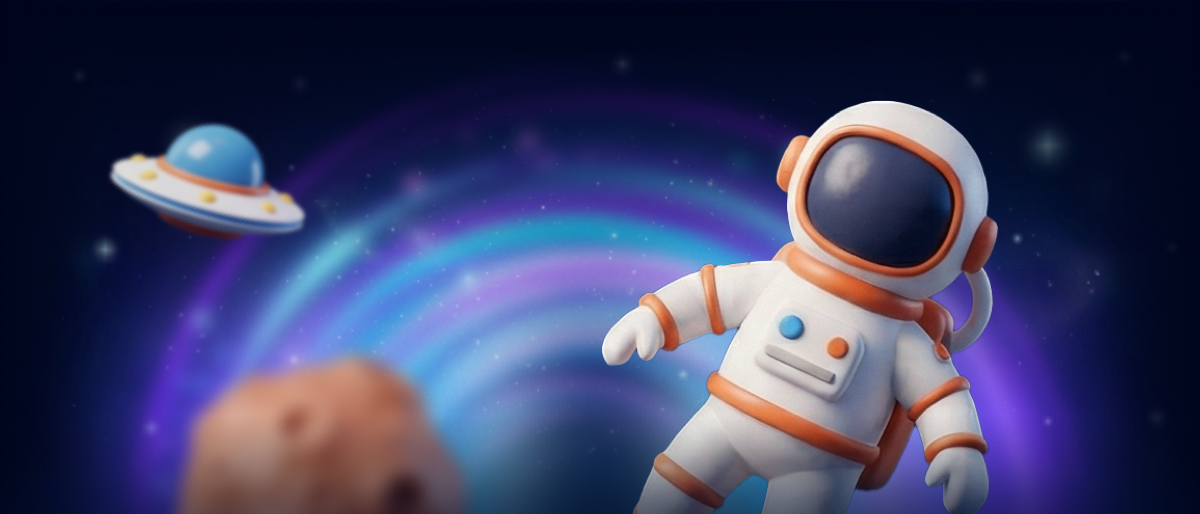 Illustratie van een astronaut die door de ruimte zweeft